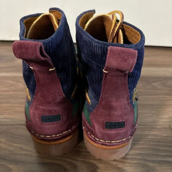 Mens 15 D Polo Country Ralph Lauren Ranger Suede Boots Colorblock Green Blue - Picture 8 of 9